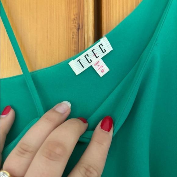TCEC Green One Shoulder Ruffle Mini Dress - Picture 2 of 4